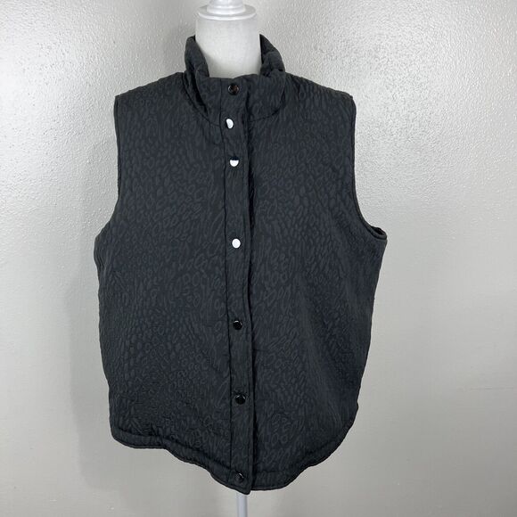 Weekends by Chico's Puffer Vest Women Extra Large Grey Snap Button Outerwear - Picture 14 of 14